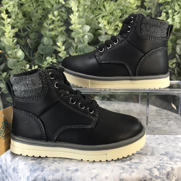 There Abouts Lil Conner Black Casual Hiker Boots with Combo Laces Boys 7M🖤NWT🖤 - Picture 3 of 15